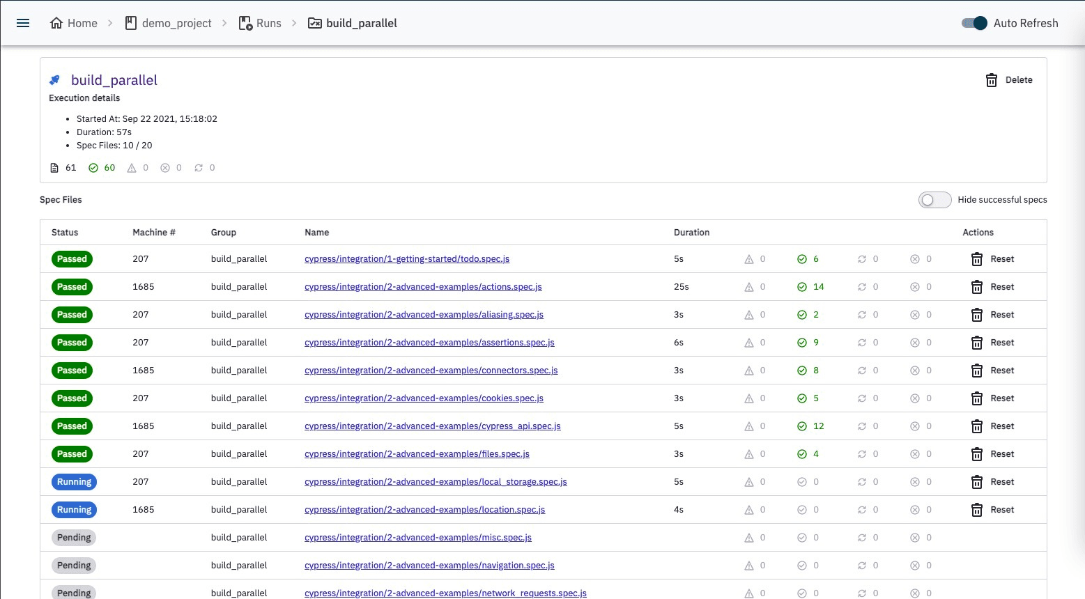 Parallel test execution